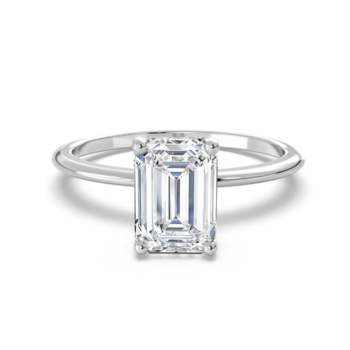 טבעת סוליטר יהלום בצורת אמרלד