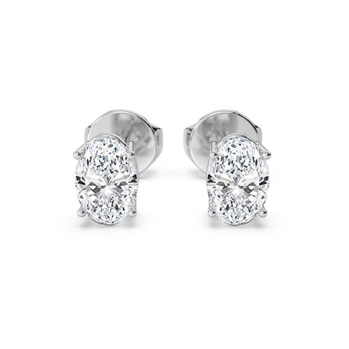 Oval diamond stud earrings