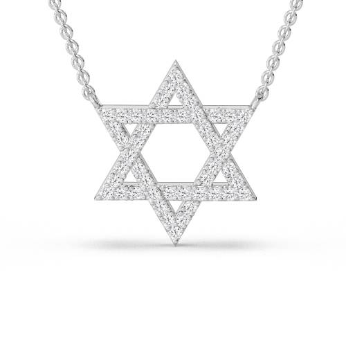 Star of David pendant necklace filled with diamonds on the sides of the shield